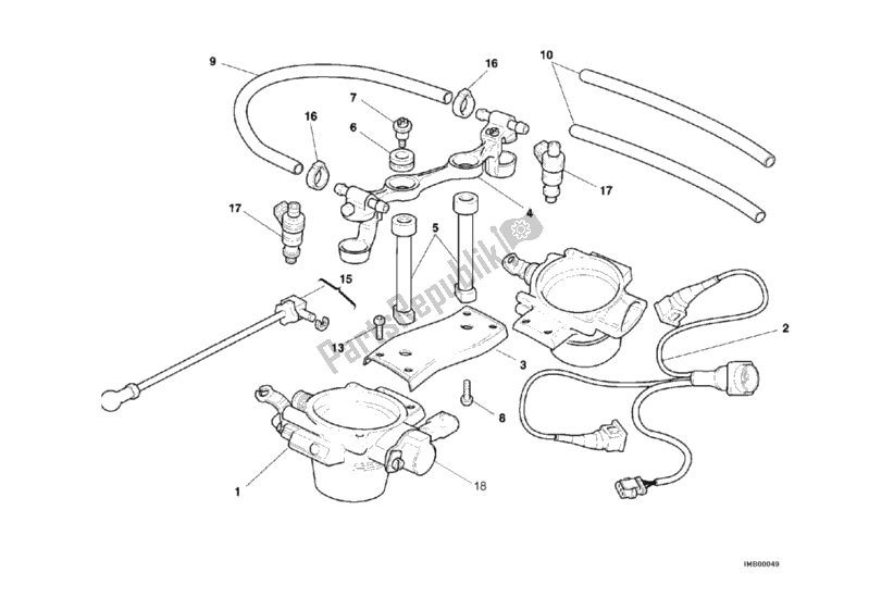 All parts for the Throttle Body of the Ducati Superbike 748 R Single-seat 2000